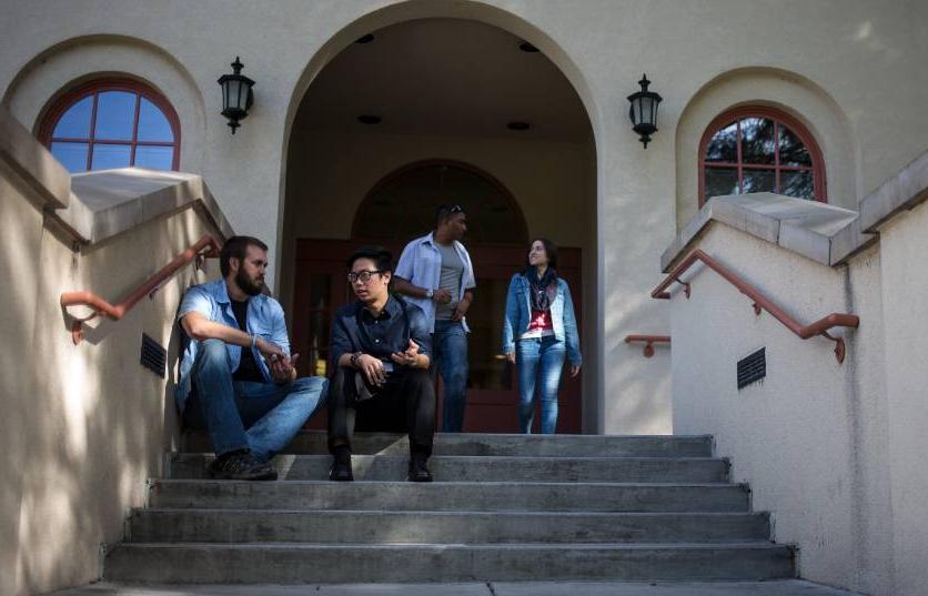 Students leaving Cramer Hall